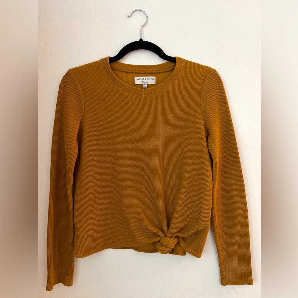 Madewell Mustard Tie Front Top